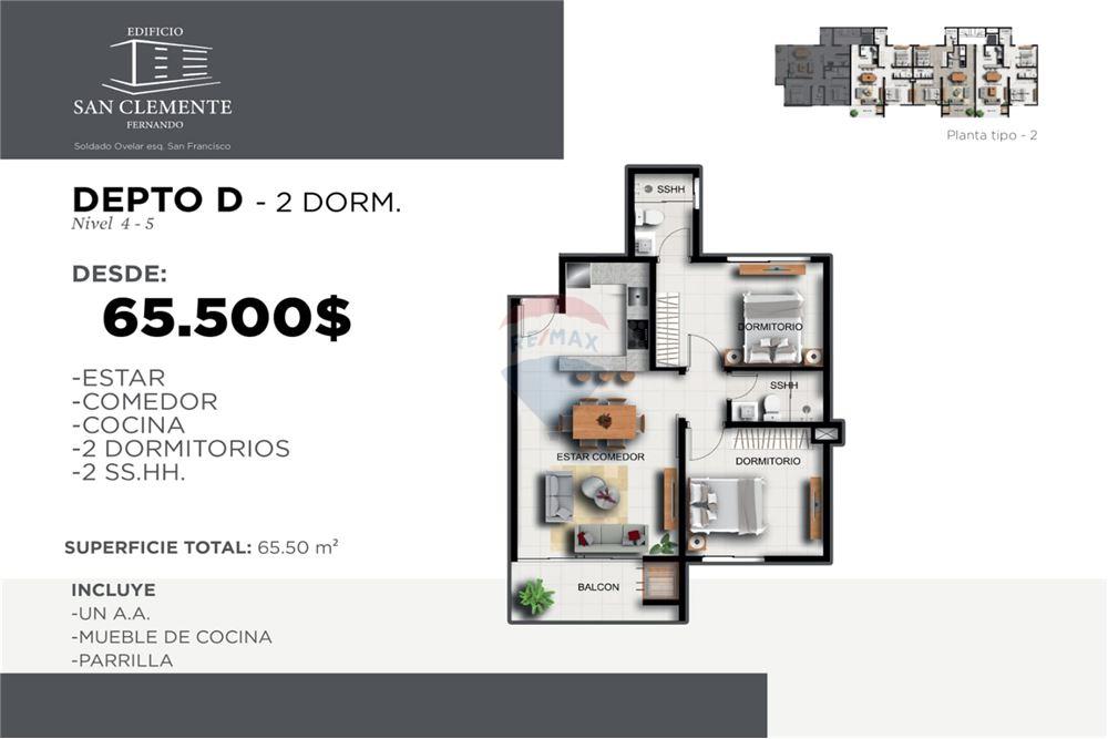 Foto 2 de Departamento en venta en Fernando de la Mora · 66 m² · 2 dormitorios